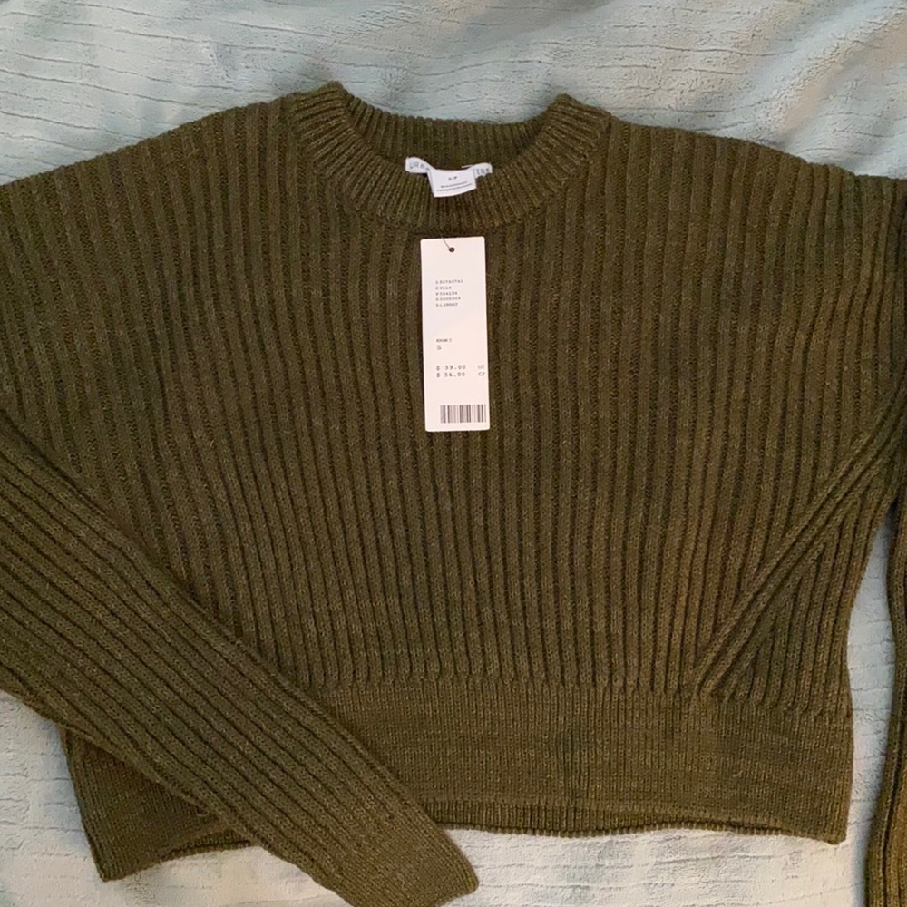Forest Green Cropped Sweater Urban Outfitters